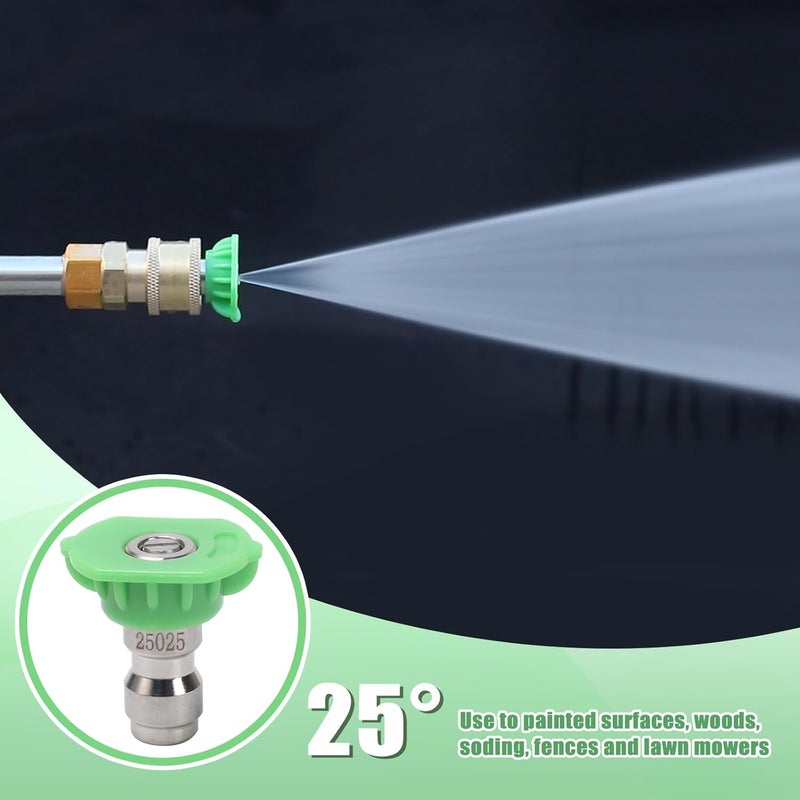 VIPRUSH Pressure Washer Tips, 7 Pack Power Washer Nozzle Tips, 25 Degree Green, 1/4 Inch Quick Connect, 4000 PSI - Image 2